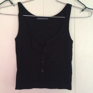 Black button down crop top tank